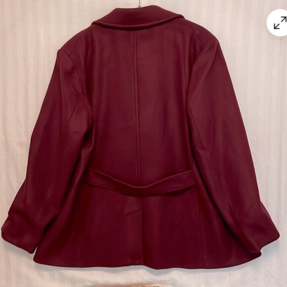 Old Navy Women's XXL Burgundy Pea Coat Double Breasted Acrylic-Polyester-Wool - Picture 2 of 4